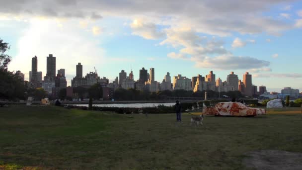 Upper East Side Manhattan Gezien Vanaf Het Socrates Sculpture Park — Stockvideo