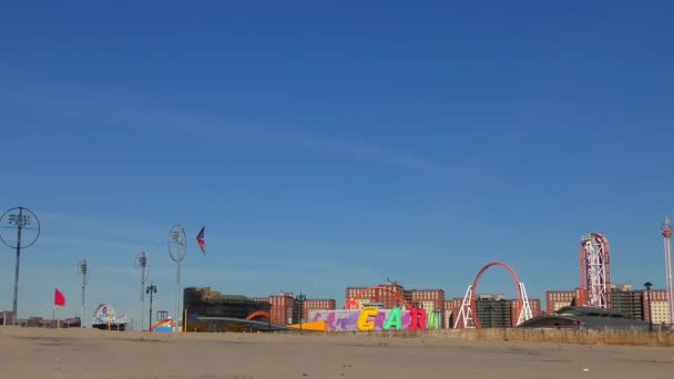 Luna Park Όπως Φαίνεται Από Coney Island Beach Στο Coney — Αρχείο Βίντεο