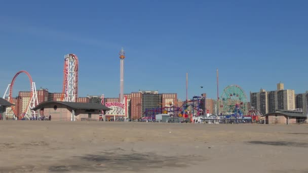 Het Luna Park Gezien Vanaf Het Coney Island Beach Coney — Stockvideo