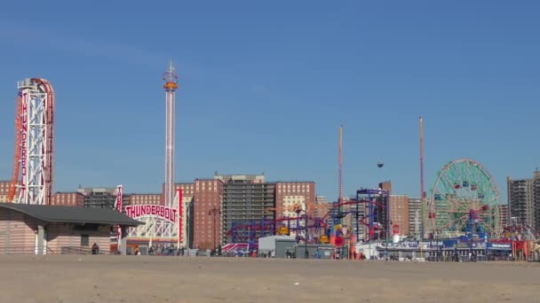 Het Luna Park Gezien Vanaf Het Coney Island Beach Coney — Stockvideo