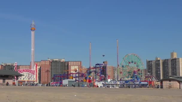 Het Luna Park Gezien Vanaf Het Coney Island Beach Coney — Stockvideo