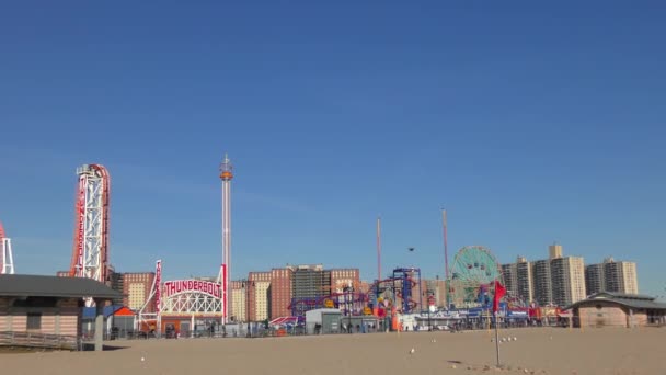 Het Luna Park Gezien Vanaf Het Coney Island Beach Coney — Stockvideo