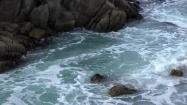 2019 yılında Galapagos Takımadası 'nın en doğusundaki San Cristobal (veya Chatham Adası) engebeli volkanik kayalık kıyıları