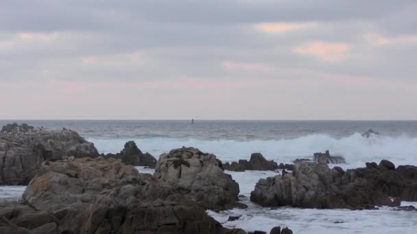 태평양의 크리스토발 바위에 부딪치는 파도의 — 비디오