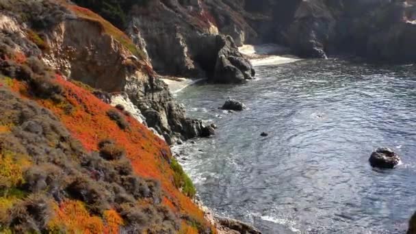 Video Von Wellen Die Auf Felsen Garrapata State Park Kalifornien — Stockvideo