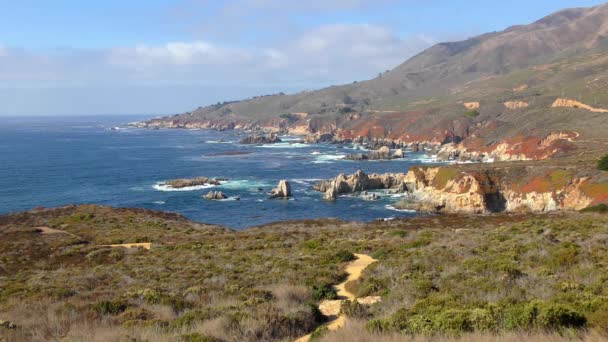 Vue Mouvement Lent Sur Rive Garrapata State Park Californie États — Video