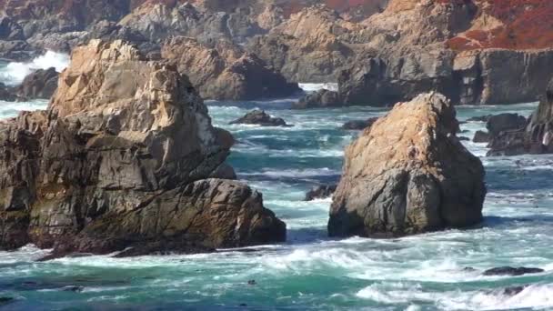 Stille Oceaan Bij Garrapata State Park Langs Central Coast Van — Stockvideo