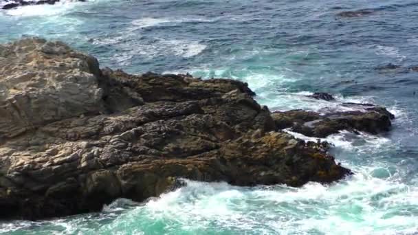 Удивительная Бирюзовая Вода Волнами Природного Заповедника Штата Пойнт Лобос Кармел — стоковое видео