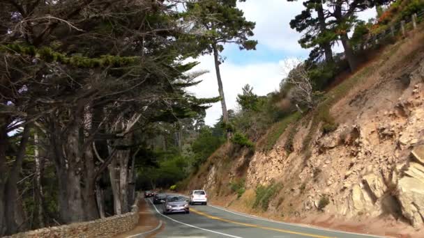 2018年カリフォルニア州中央海岸沿いのガラパタ州立公園ブラフトレイルでの道路交通 — ストック動画