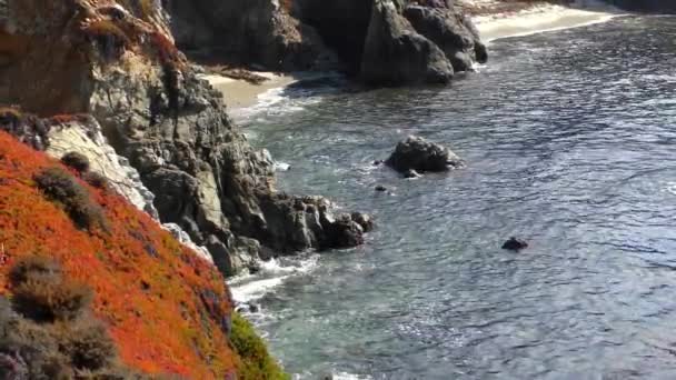 Stille Oceaan Bij Garrapata State Park Langs Central Coast Van — Stockvideo