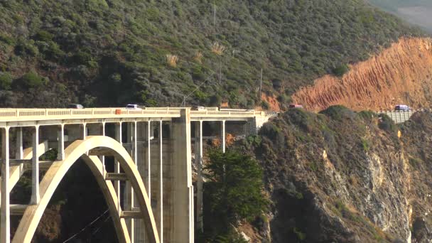 Bixby Creek Bridge Más Néven Bixby Canyon Bridge Big Sur — Stock videók