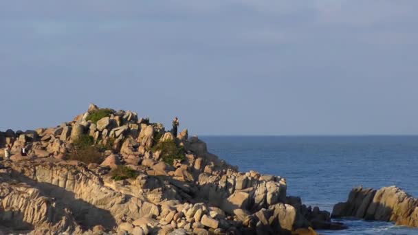 Pessoas Não Identificadas Oceano Pacífico Pôr Sol Santa Cruz Califórnia — Vídeo de Stock