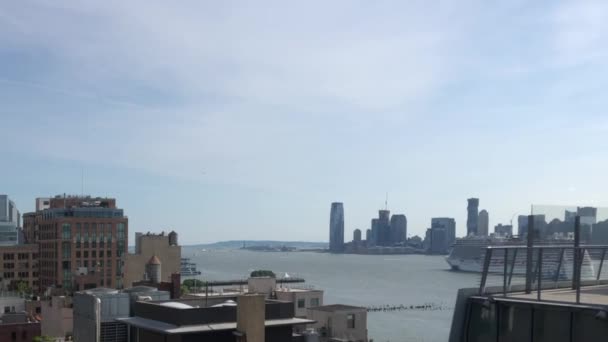 Byggnader Manhattan Och New Jersey Sett Utifrån Manhattan New York — Stockvideo
