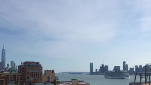 Byggnader Manhattan Och New Jersey Sett Utifrån Manhattan New York — Stockvideo