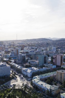 Moğolistan 'ın başkenti Ulaanbaatar' ın havadan görünüşü, yaklaşık Haziran 2019
