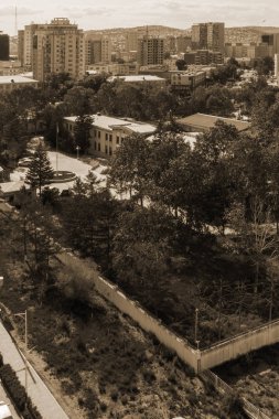 Moğolistan 'ın başkenti Ulaanbaatar' ın havadan görünüşü, yaklaşık Haziran 2019