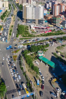 Moğolistan 'ın başkenti Ulaanbaatar' ın havadan görünüşü, yaklaşık Haziran 2019