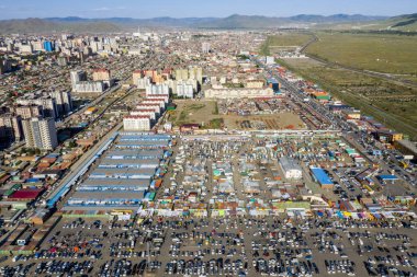 Moğolistan 'ın başkenti Ulaanbaatar' ın havadan görünüşü, yaklaşık Haziran 2019