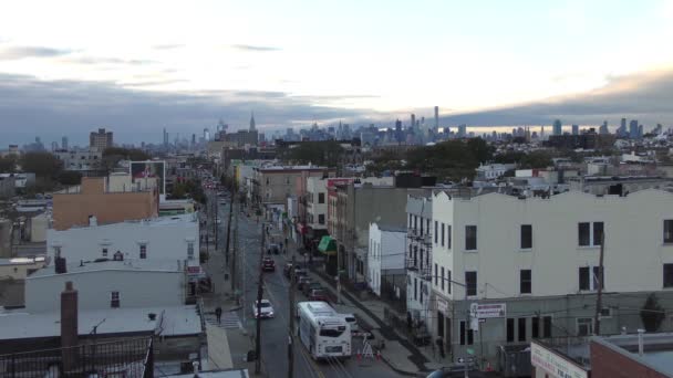 Manhattan Skyline Sett Utifrån Ett Tak Brooklyn New York Oktober — Stockvideo