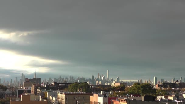 Manhattan Skyline Sett Utifrån Ett Tak Brooklyn New York Oktober — Stockvideo