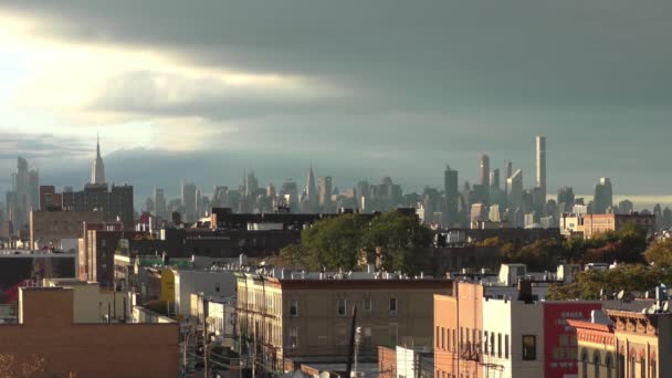 Небо Над Манхэттеном Крыши Бруклине Нью Йорк Октября 2018 Года — стоковое видео
