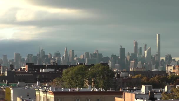 Манхеттенський Скайлайн Вигляд Даху Брукліні Нью Йорк Жовтня 2018 Року — стокове відео