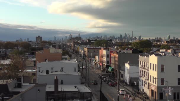 Manhattan Skyline Sett Utifrån Ett Tak Brooklyn New York Oktober — Stockvideo