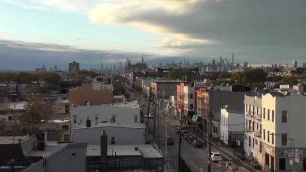 Manhattan Skyline Sett Utifrån Ett Tak Brooklyn New York Oktober — Stockvideo