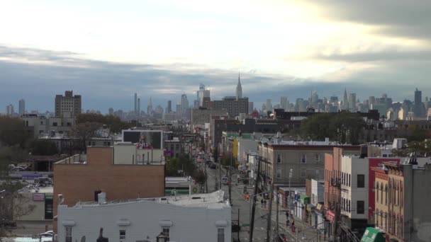 Manhattan Skyline Sett Utifrån Ett Tak Brooklyn New York Oktober — Stockvideo