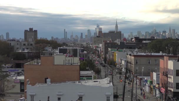 Manhattan Skyline Sett Utifrån Ett Tak Brooklyn New York Oktober — Stockvideo