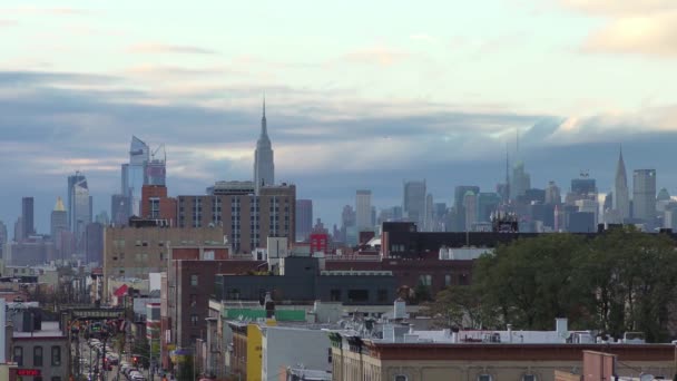 Manhattan Skyline Sett Utifrån Ett Tak Brooklyn New York Oktober — Stockvideo