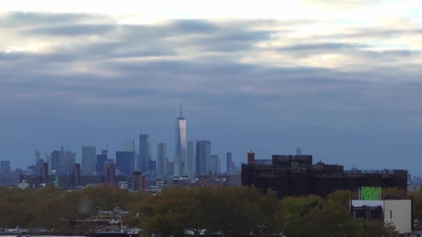 Manhattan Skyline Sett Utifrån Ett Tak Brooklyn New York Oktober — Stockvideo