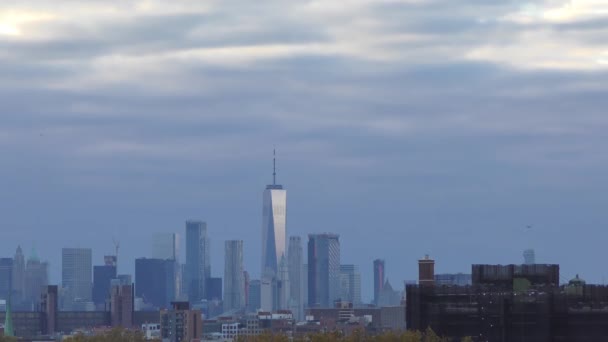 Manhattan Skyline Sett Utifrån Ett Tak Brooklyn New York Oktober — Stockvideo