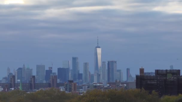 Manhattan Silueti Brooklyn New York Ekim 2018 Bir Çatıdan Görüldüğü — Stok video