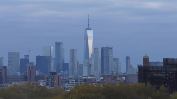 Manhattan Skyline Sett Utifrån Ett Tak Brooklyn New York Oktober — Stockvideo