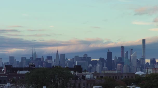 Manhattan Skyline Sett Utifrån Ett Tak Brooklyn New York Oktober — Stockvideo