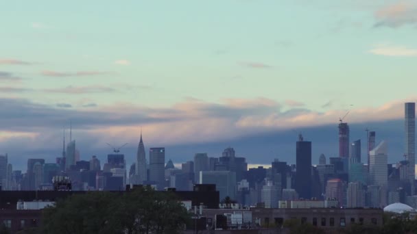 Manhattan Skyline Sett Utifrån Ett Tak Brooklyn New York Oktober — Stockvideo