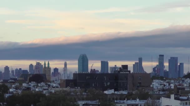 Manhattan Skyline Sett Utifrån Ett Tak Brooklyn New York Oktober — Stockvideo