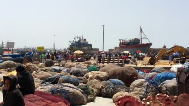 Unidentified Fishermen Essaouira Morocco 2018 — Stock Video