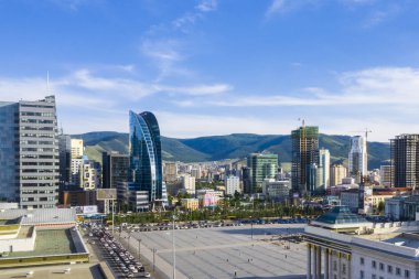 Moğolistan 'ın başkenti Ulaanbaatar' ın havadan görünüşü, yaklaşık Haziran 2019