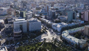 Moğolistan 'ın başkenti Ulaanbaatar' ın havadan görünüşü, yaklaşık Haziran 2019