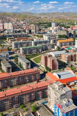 Moğolistan 'ın başkenti Ulaanbaatar' ın havadan görünüşü, yaklaşık Haziran 2019