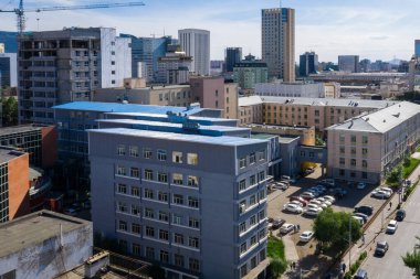 Moğolistan 'ın başkenti Ulaanbaatar' ın havadan görünüşü, yaklaşık Haziran 2019