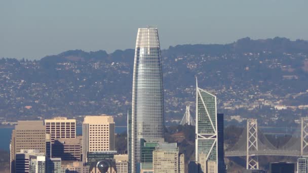 Salesforce Tower Och San Francisco Finansdistrikt Sett Utifrån Twin Peaks — Stockvideo