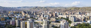 Moğolistan 'ın başkenti Ulaanbaatar' ın havadan görünüşü, yaklaşık Haziran 2019