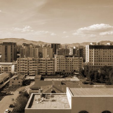 Moğolistan 'ın başkenti Ulaanbaatar' ın havadan görünüşü, yaklaşık Haziran 2019