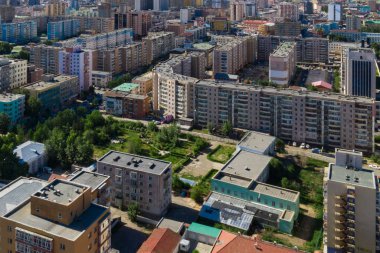 Moğolistan 'ın başkenti Ulaanbaatar' ın havadan görünüşü, yaklaşık Haziran 2019