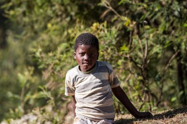 30 Temmuz 2008 'de Mbabane, Svaziland' da kimliği belirsiz bir Swazi çocuğunun portresi..