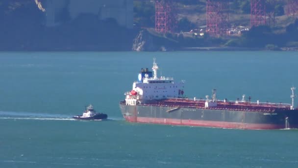 Lastfartyg Sett Utifrån Coit Tower Telegraph Hill San Francisco Kalifornien — Stockvideo
