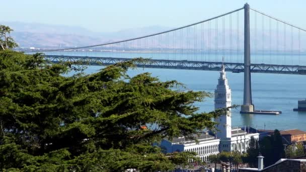 Ferry Building Bay Bridge Visti Telegraph Hill San Francisco California — Video Stock